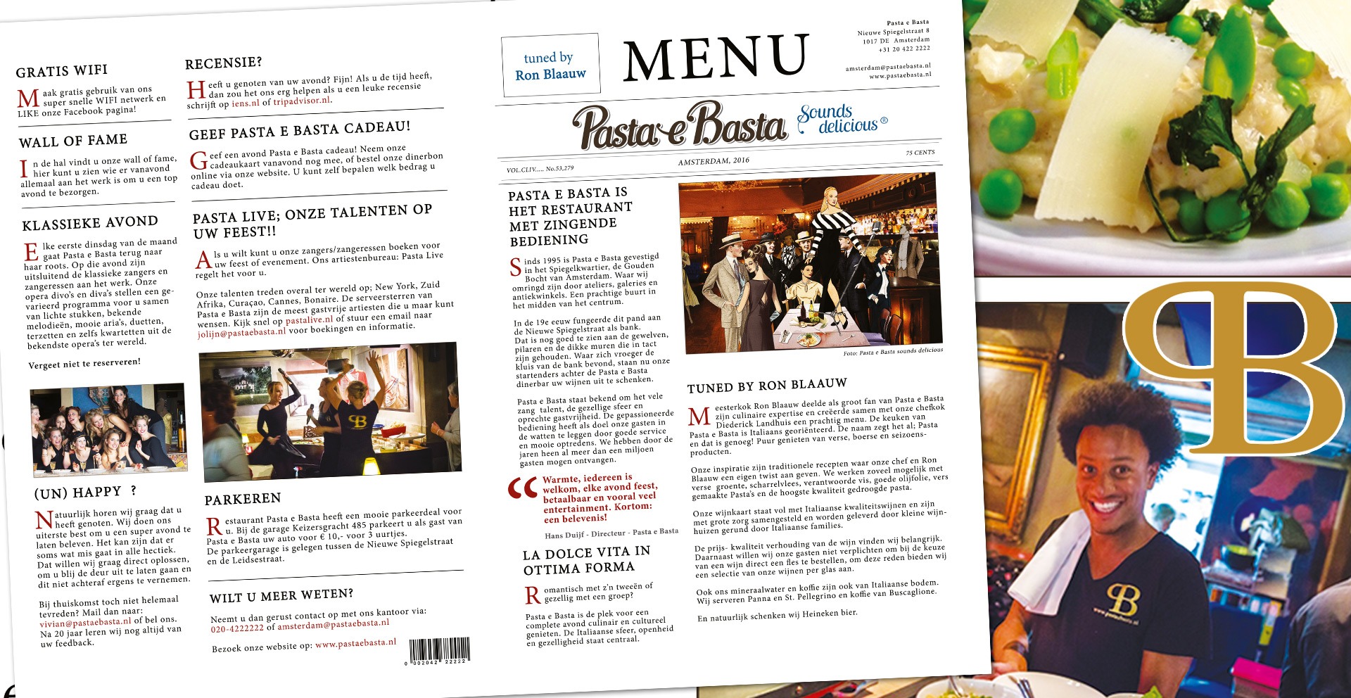 Pasta e Basta menukaart 2018